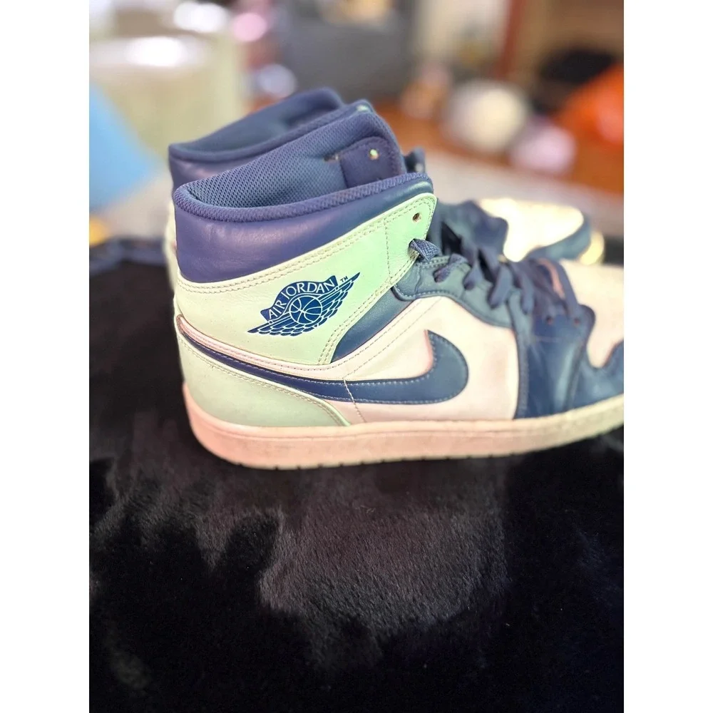 Nike Air Jordan 1 Mid Mystic Navy Mint Foam Blue White 554724-413 Mens 12